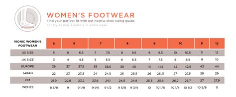 vionic shoes size guide